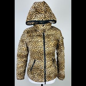 Auth Moncler Leopard Print BADY GIUBBOTTO Puffer Jacket w/Removable Hood, Sz 00